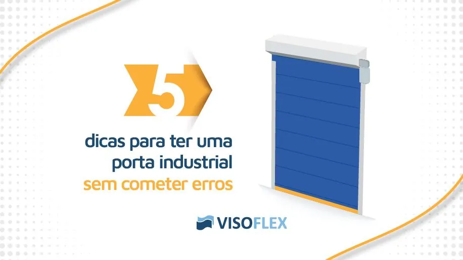 Ilustração de porta rápida industrial azul com o número 5 em destaque