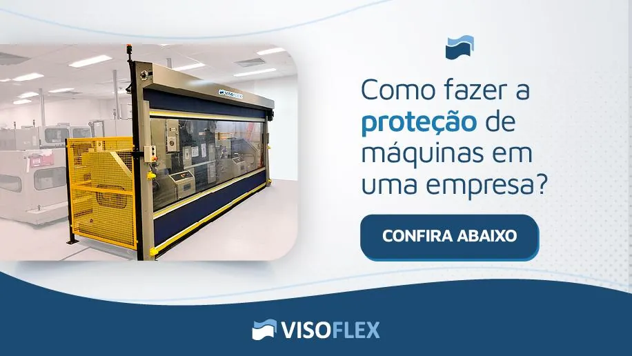 Célula de máquina protegida por porta rápida com visor transparente em fábrica