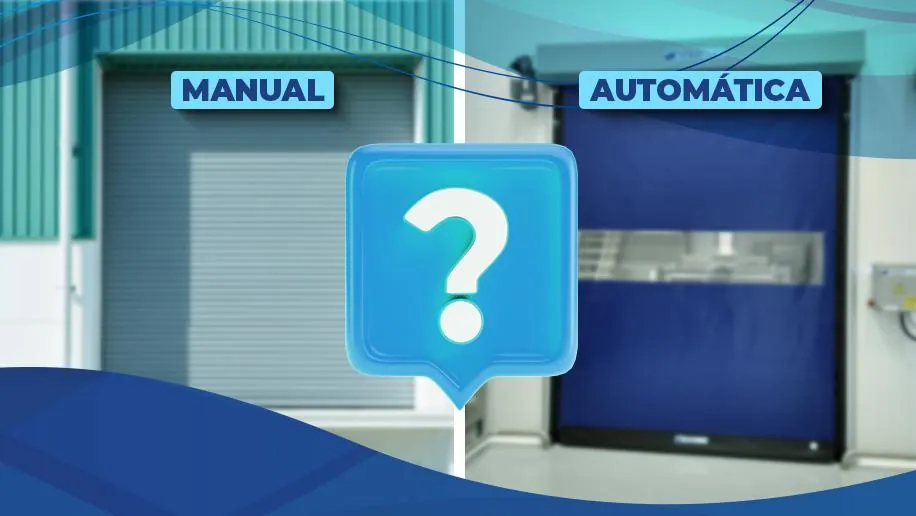Comparação entre porta de enrolar manual de aço e porta rápida automática de lona azul